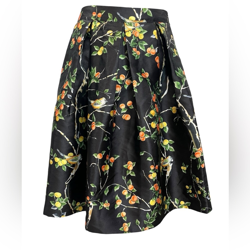 Modasize Black Fruit Print Pleated Midi Skirt Size L - Picture 2 of 8